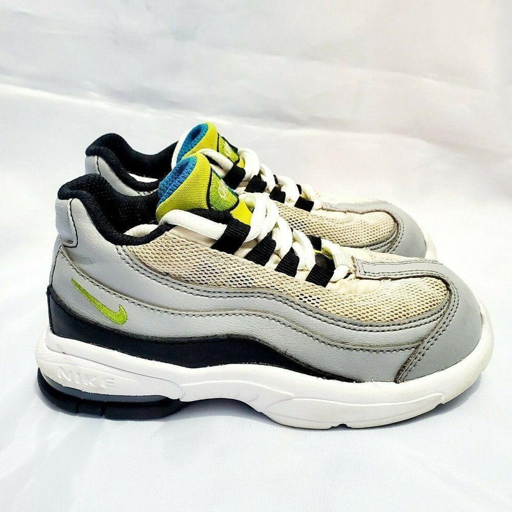 TODDLER NIKE LITTLE MAX AIRMAX 95 WOLF‎ GREY/CYBER/BLACK UNISEX 10c 905462-017